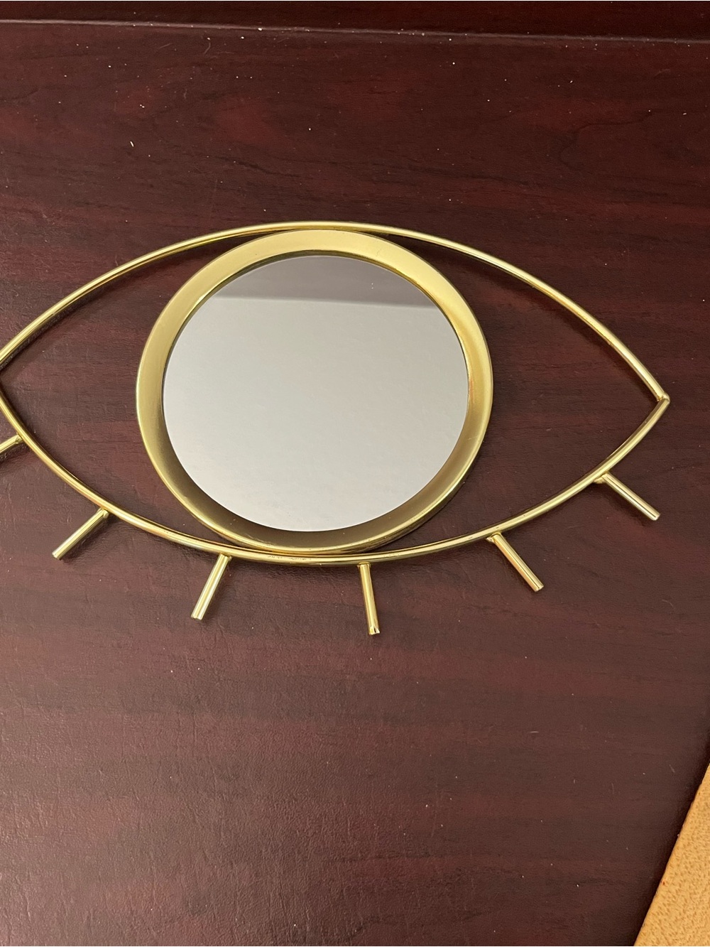 Contemporary Gold Eye-Shaped Wall Mirror